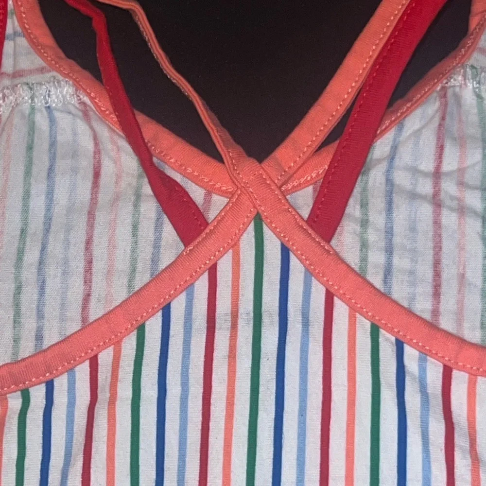 Lands End Girls' 4T Multicolor Striped Tank Top - Crisscross Back